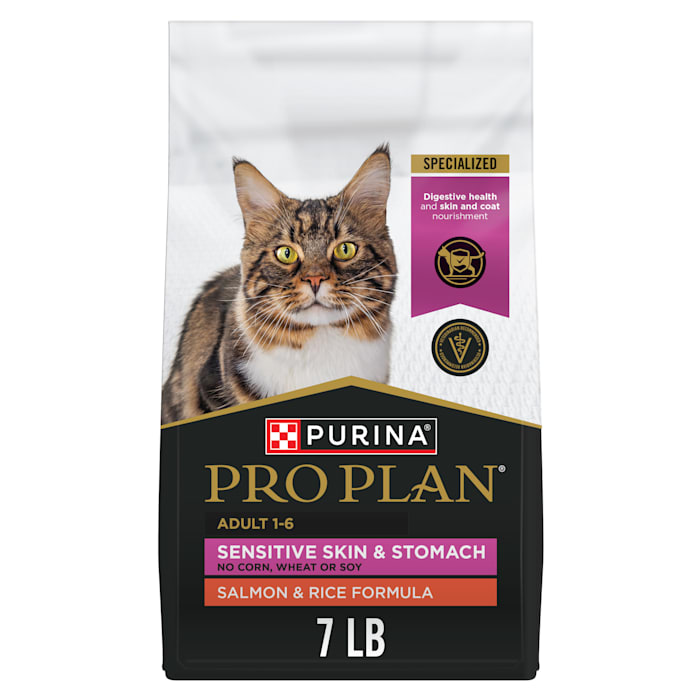 Purina Pro Plan Sensitive Skin and Stomach Salmon and Rice Formula Adult Cat Food, 7 lbs.