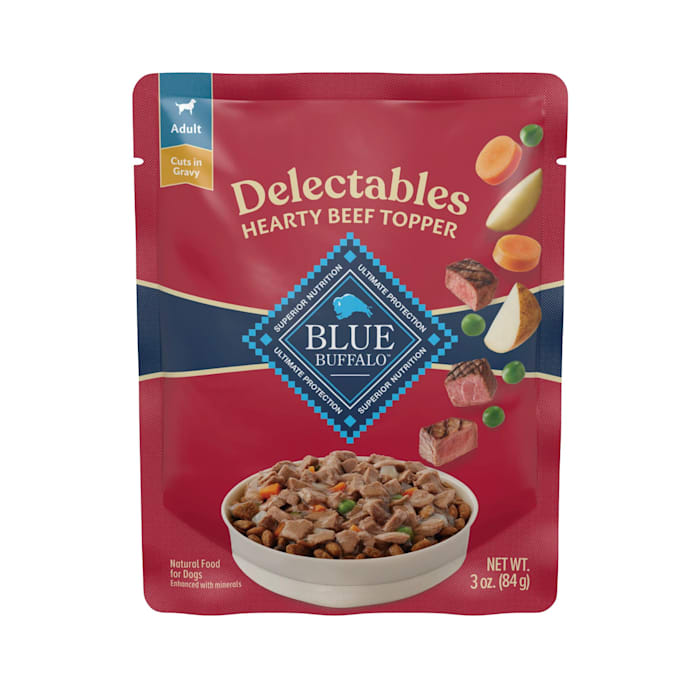Blue Buffalo Delectables Hearty Beef Cuts in Gravy Natural Wet Dog Food Toppers, 3 oz.