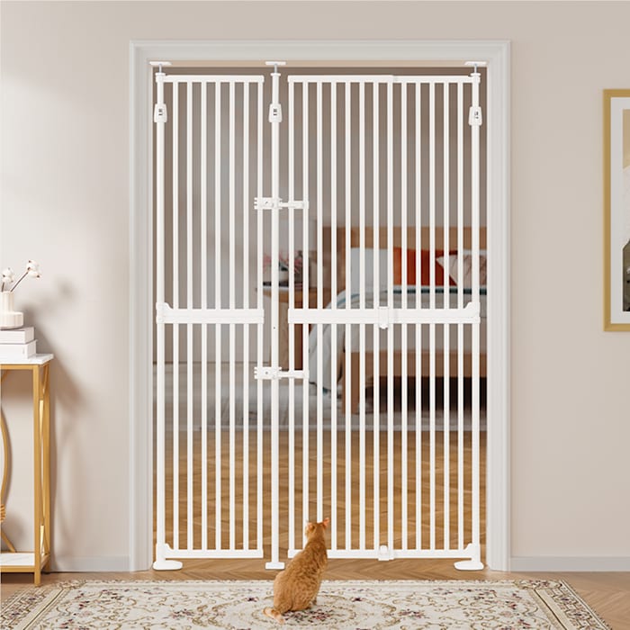 UniPaws White 74" H Extra Tall Pet Gate with Wide Extension, 34.5"- 50.5" L X 74" H, Large/Wide