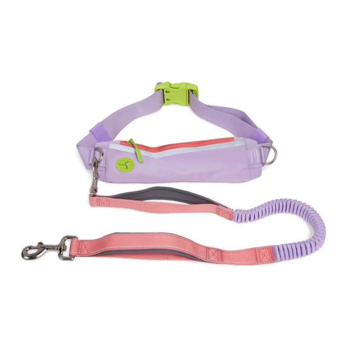 YOULY Shock-Absorbing Dog Leash & Running Belt Set, 3 ft., Pink