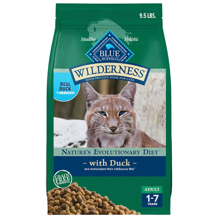 Blue Buffalo Wilderness Grain Free Nature's Evolutionary Diet High Protein Duck Natural Adult Dry Cat Food, 9.5 lbs.