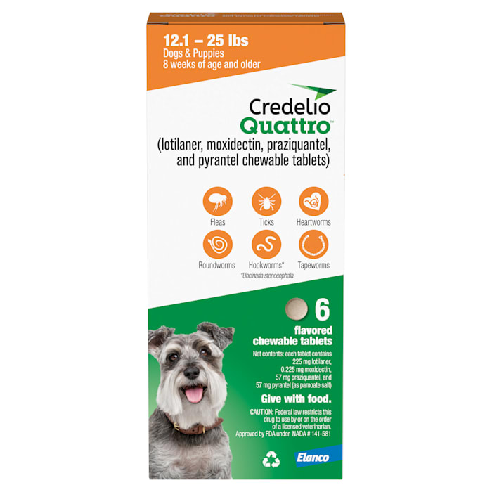 Credelio Quattro Chewable Tablets Dogs 12.1-25 lbs