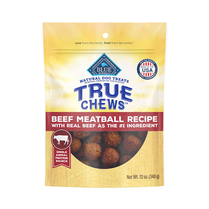 Blue Buffalo True Chews Beef Meatball Recipe made with Real Beef Adult Dog Food, 12 oz.