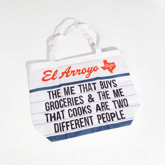 El Arroyo Packable Marquee Canvas Tote, White