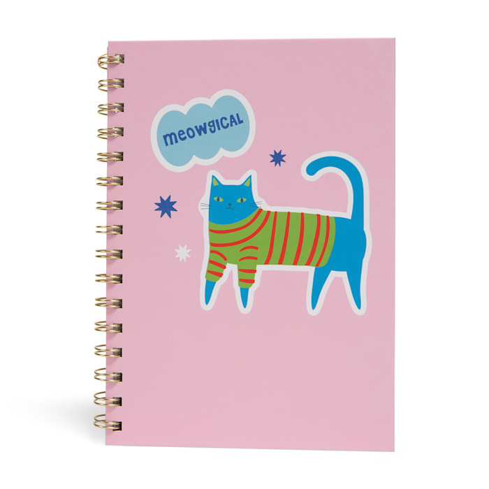 Oodles Meowgical Cat Pink Spiral Notebook