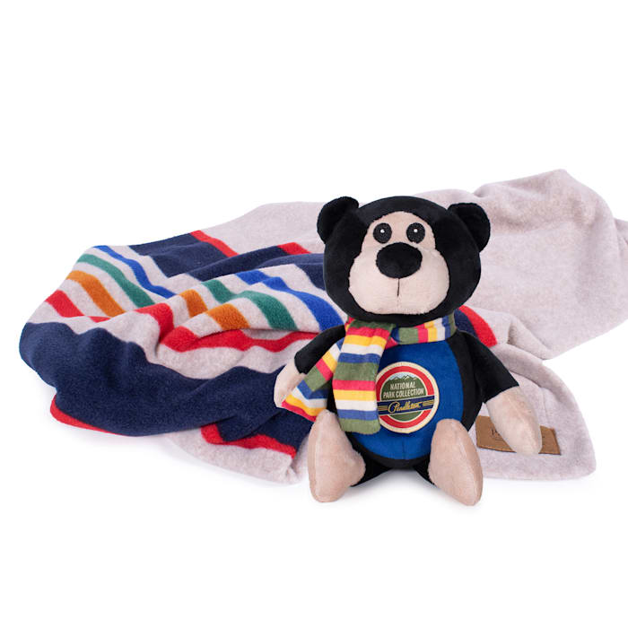 Pendleton National Park Crate Blanket + Bear Pal Combo for Dogs, 40" L X 30" W X 1" H, Yellowstone + Bear, One Size Fits All