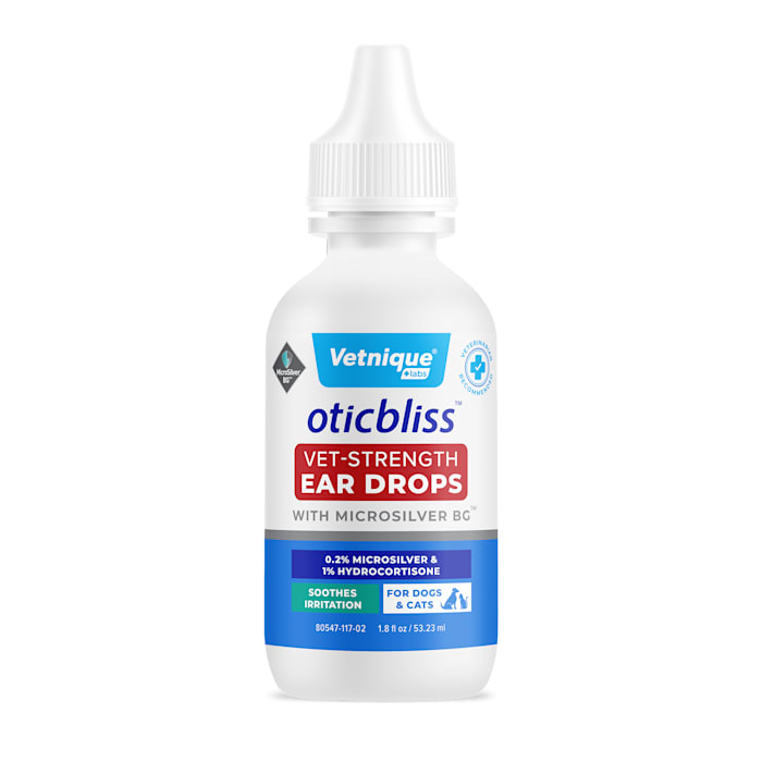 Vetnique Labs OticBliss Advanced Vet Strength Microsilver Ear Infection Drops for Dogs & Cats, 1.8 fl. oz