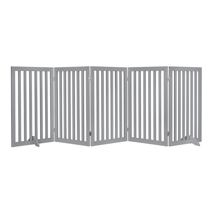 UniPaws 36" H Free Standing and Foldable Pet Gate with Supporting Feet, Grey, 100" W X 0.71" D X 36" H
