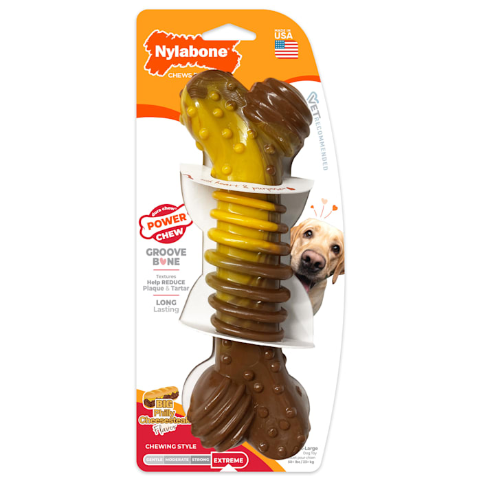 Nylabone Philly Cheesesteak Power Chew Dental Bone Dog Toy