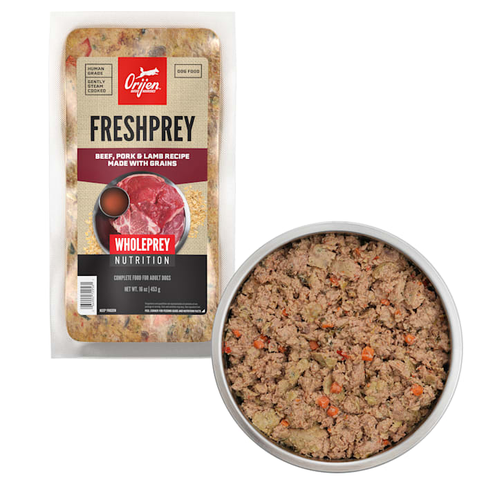 ORIJEN FRESHPREY Frozen Beef, Pork & Lamb with Grains Recipe Complete Adult Dog Food, 16 oz