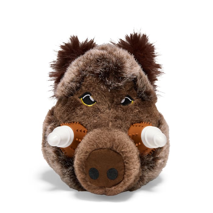 Petco Boar Head Plush with Nylon Horns Dog Toy, Brown, Medium