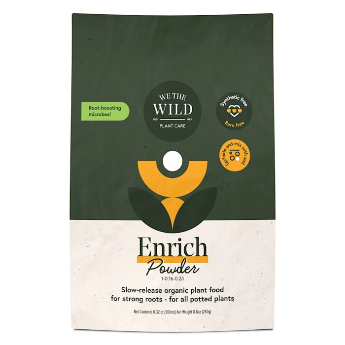 We The Wild Enrich Powder Slow-Release Organic Soil Amendment & Plant Food for Houseplants, 8.8 oz, Multicolor, Green