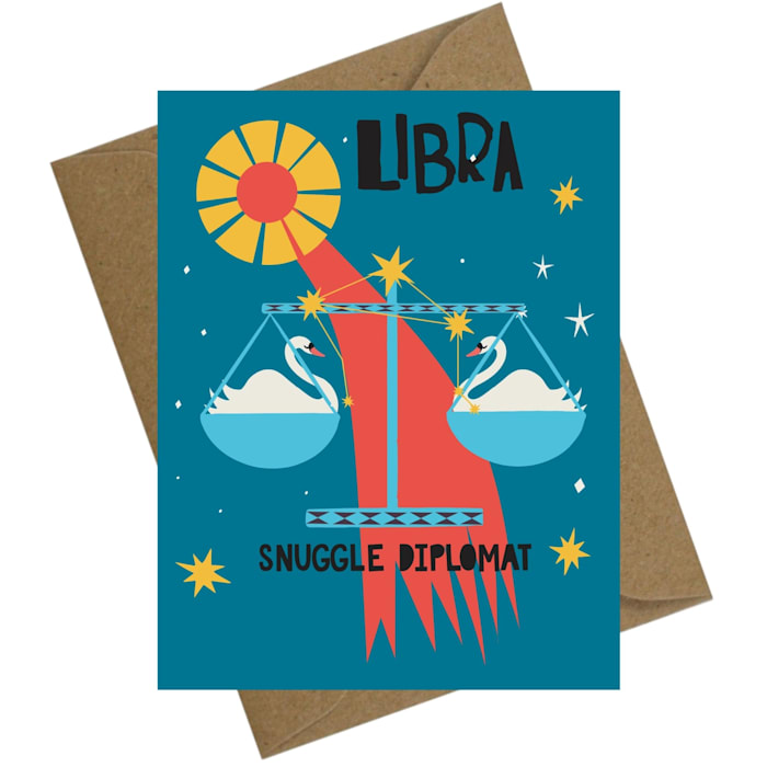 Sweet Paws x Five Dot Post Libra Greeting Card, Blue