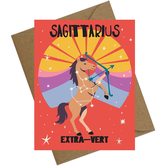Sweet Paws x Five Dot Post Sagittarius Greeting Card, Red