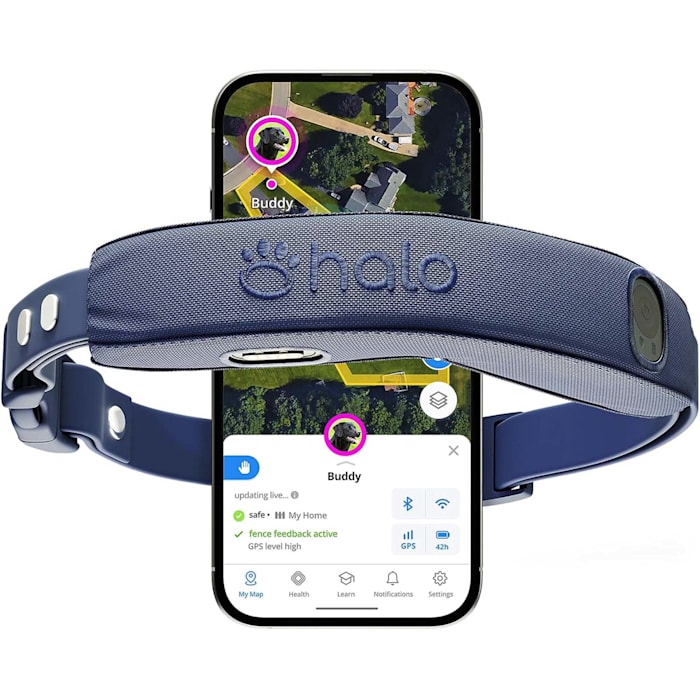Halo Collar 5, Subscription Required, Waterproof, New Wireless Dog Fence & GPS Dog Collar, Midnight, Blue