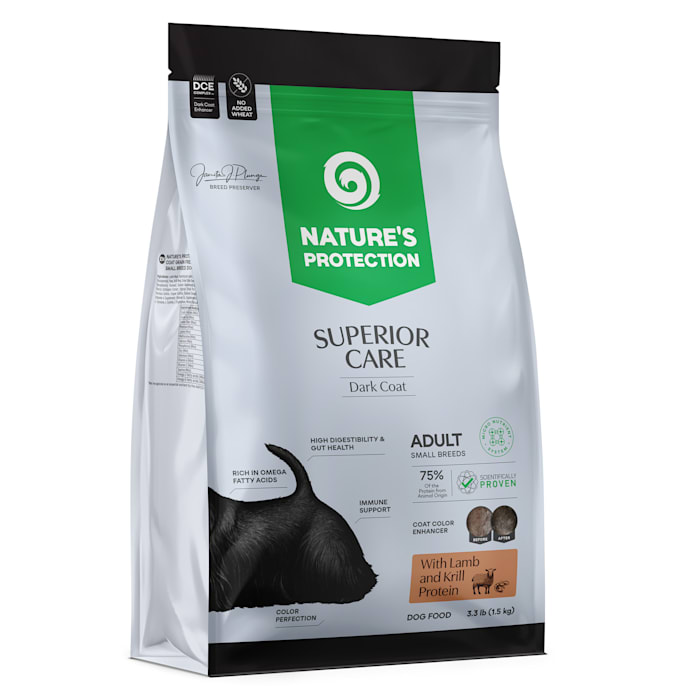 Nature's Protection Superior Care Lamb & Krill, Adult Small Breeds Dark Coat Dogs Hypoallergenic Dry Dog Food, 3.3 lbs