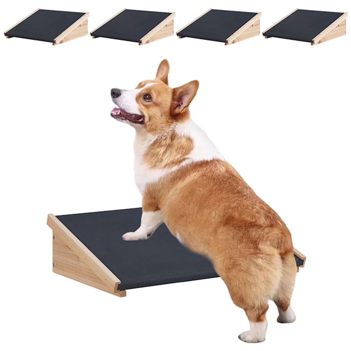 UniPaws Dog Ramp with Non-slip Rubber for Stairs, 12" W X 10" D X 4" H, Natural, Pack of 4, Small