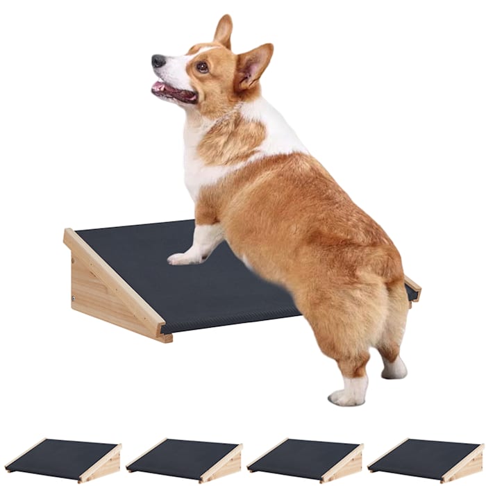 UniPaws Dog Ramp with Non-slip Rubber for Stairs, 16" W X 10" D X 4" H, Natural, Pack of 4, Large