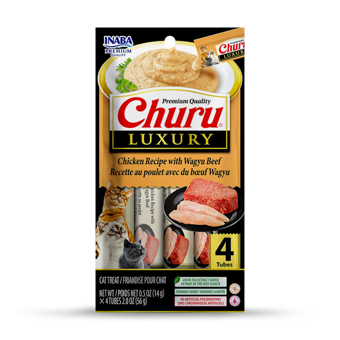 Inaba Churu Chicken Recipe with Wagyu Luxury for Cats, 0.5 oz, Count of 4