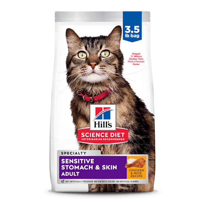 Hill s Science Diet Adult Sensitive Stomach & Skin Chicken & Rice Recipe Dry Cat Food  3.5 lb bag