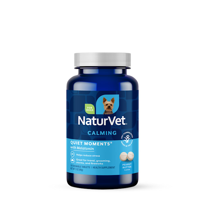 NaturVet Quiet Moments Calming Supplement, Peanut Butter Flavor for Dogs, Count of 30