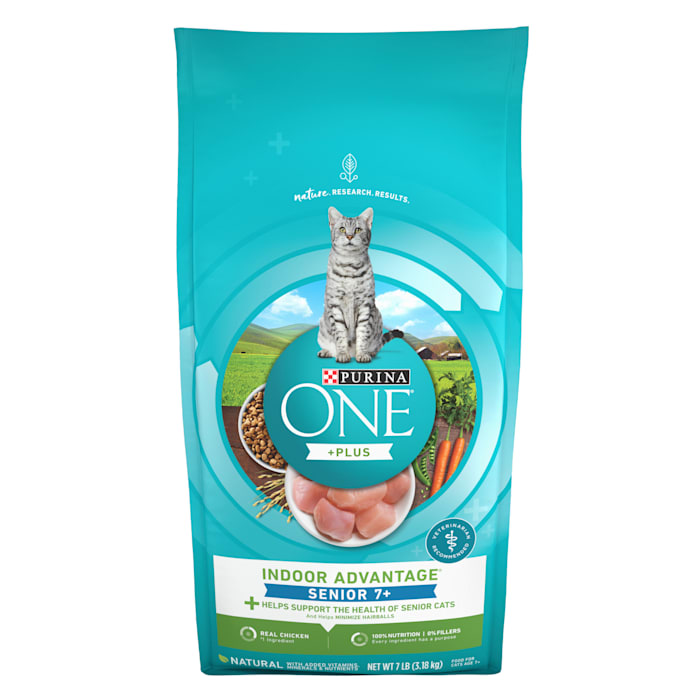 UPC 017800018876 product image for Purina ONE Indoor Advantage Senior+ High Protein, Natural Senior Dry Cat Food, 7 | upcitemdb.com