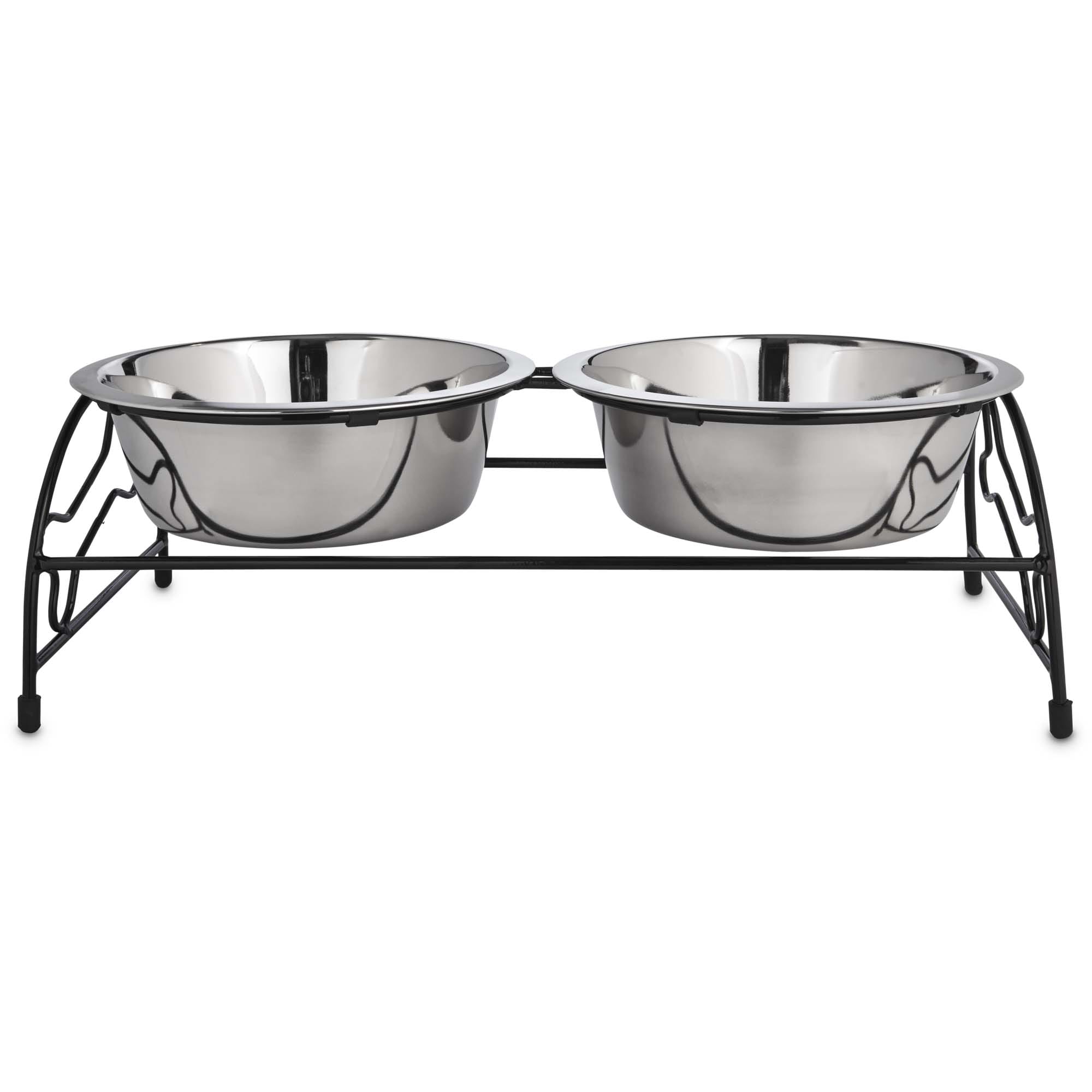 Pet Feeder Stainless Steel Food and Water Bowl with Wire Stand