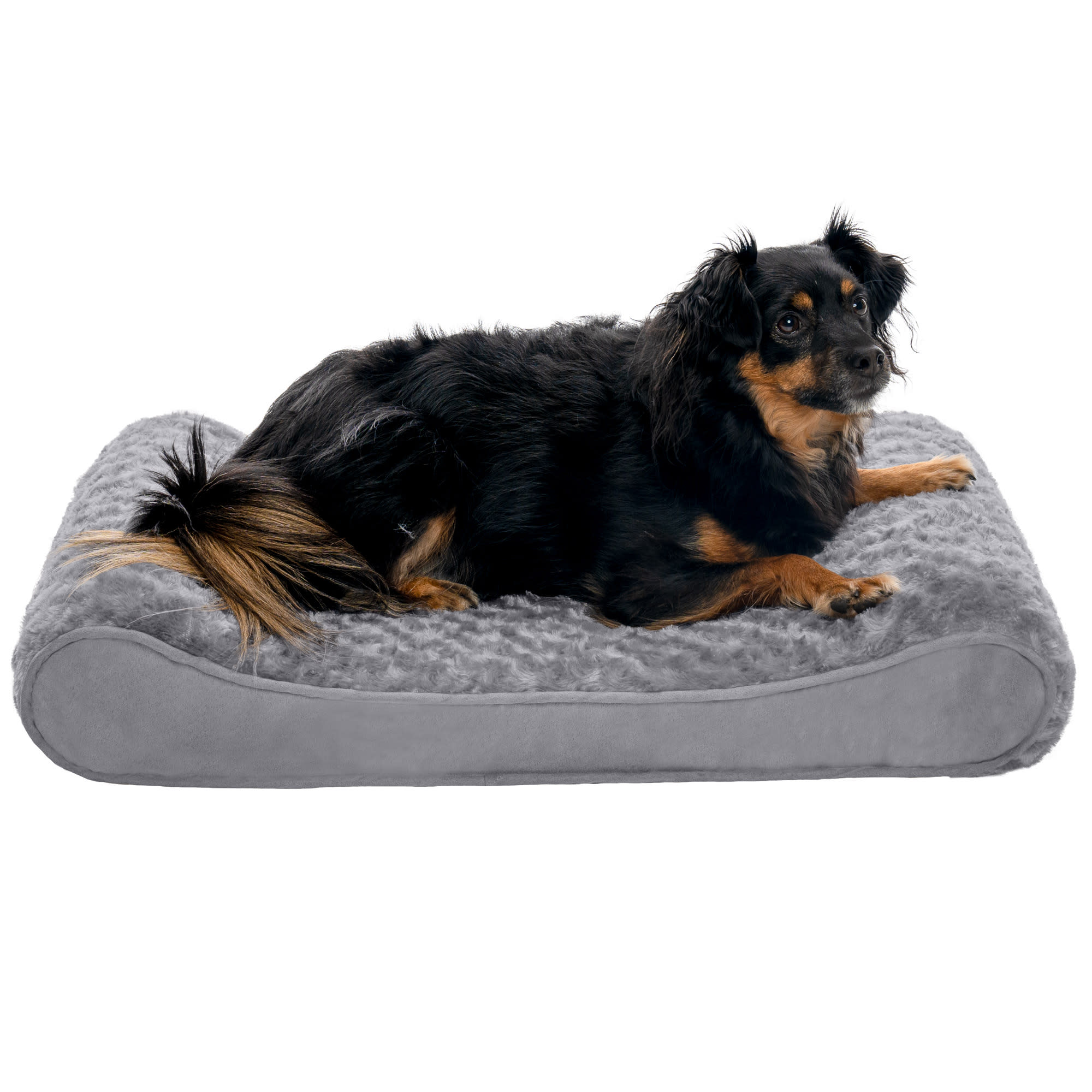 3 Dog Pet Supply Shearling Quilted Dog Seat Protector with Bolster, 26 L X  54 W