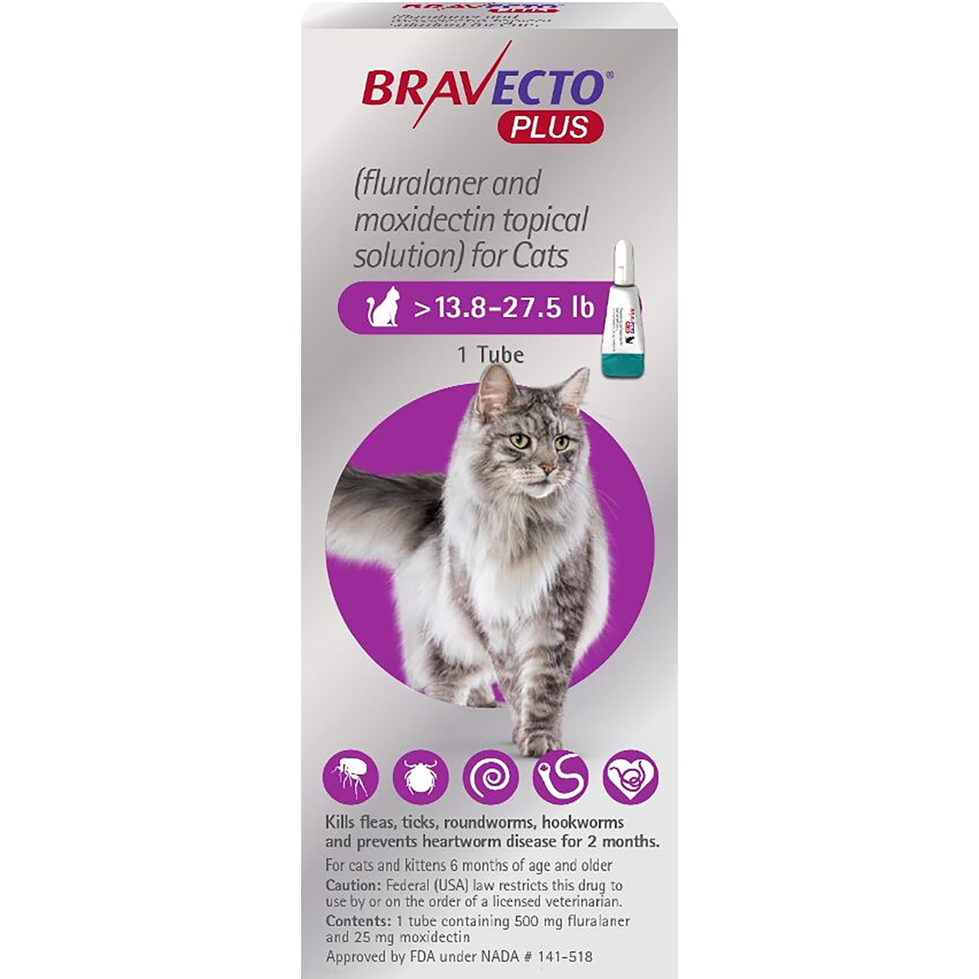 Bravecto Plus Topical Solution for Cats 2.6-6.2 lbs, 2 Month