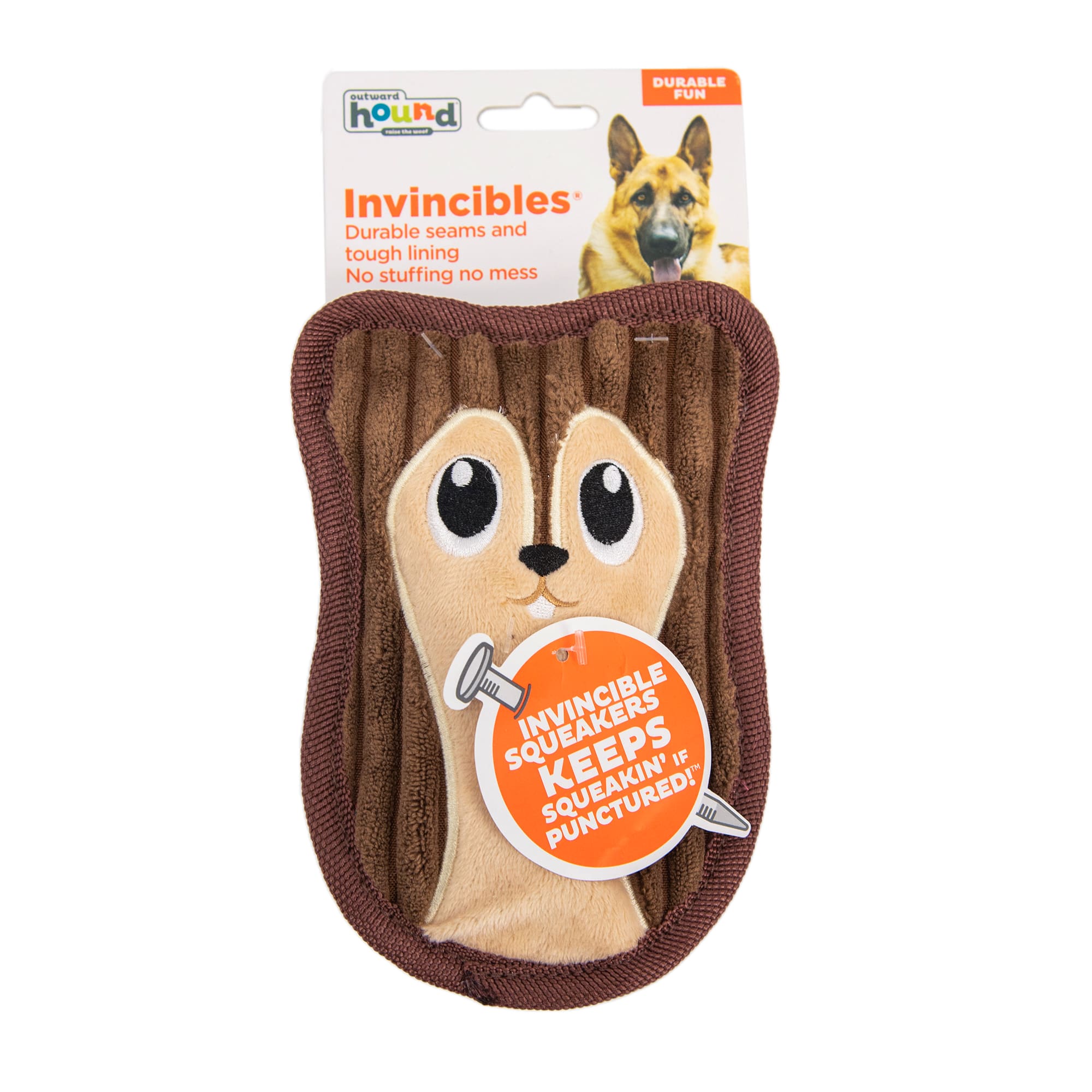 Outward Hound Invincible Dog Toy RACCOON DOG Squeaky DURABLE NO STUFFING 2  Pack