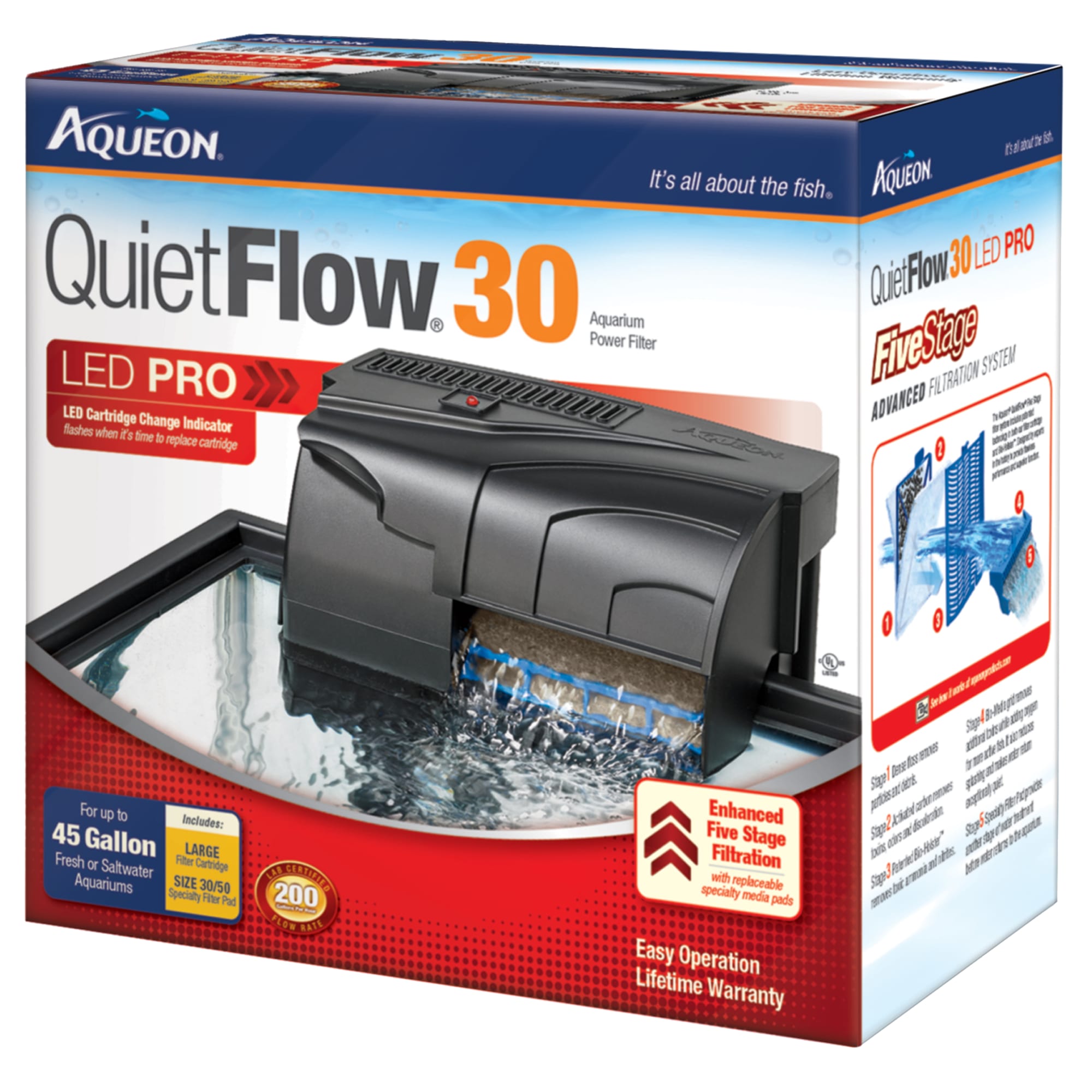 UPC 015905060820 product image for Aqueon QuietFlow 30 Aquarium Power Filter, 200 GAL | upcitemdb.com