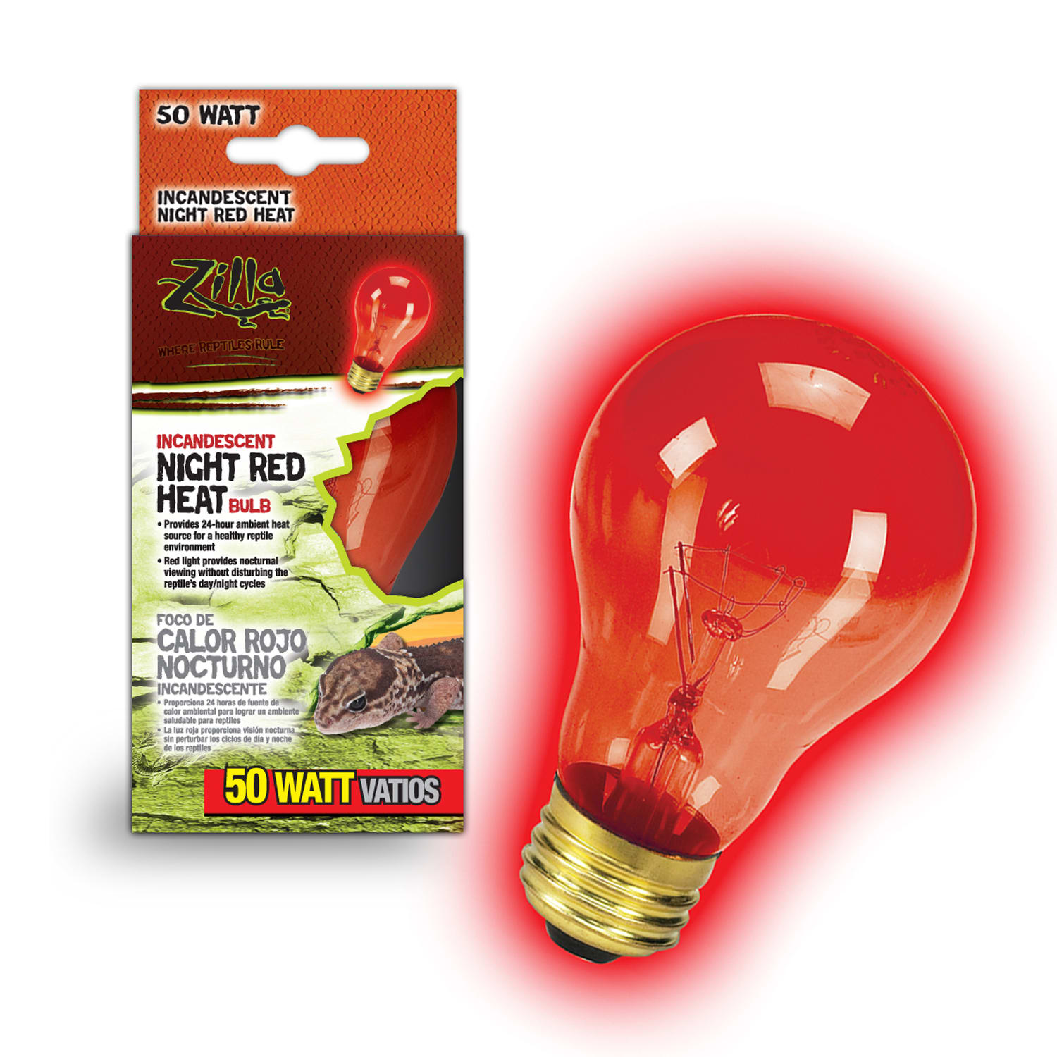 Photos - Other for Aquariums Zilla Night Red Heat Incandescent Bulb, 50 Watts, 50 W / 2.5 IN, Red 