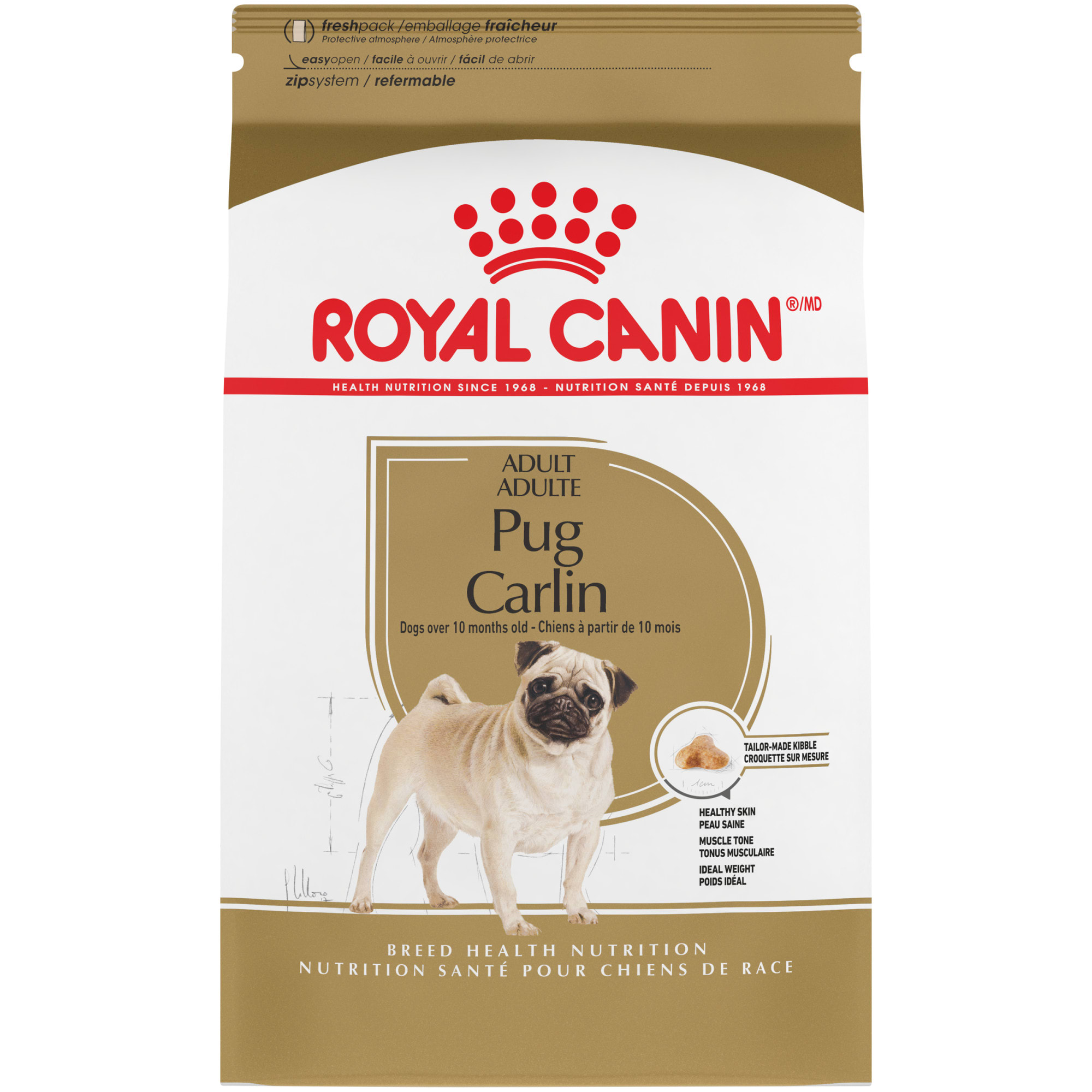 Photos - Dog Food Royal Canin  Pug  for Adults, Dry  Blend (10 