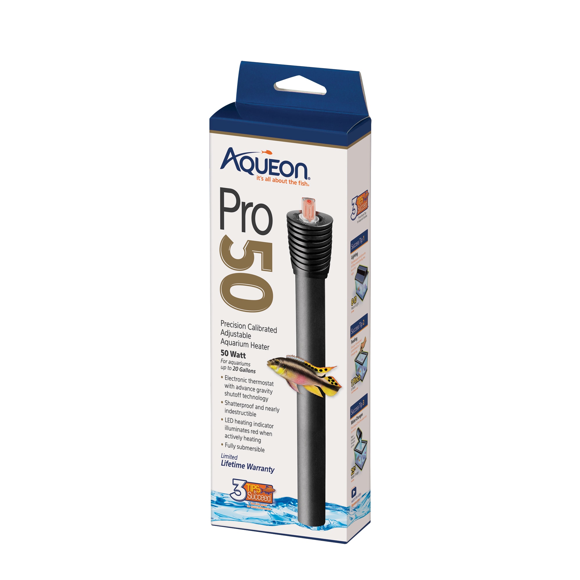 UPC 015905061056 product image for Aqueon Pro 50 Submersible Aquarium Heater, 50 W / 8.5 IN | upcitemdb.com