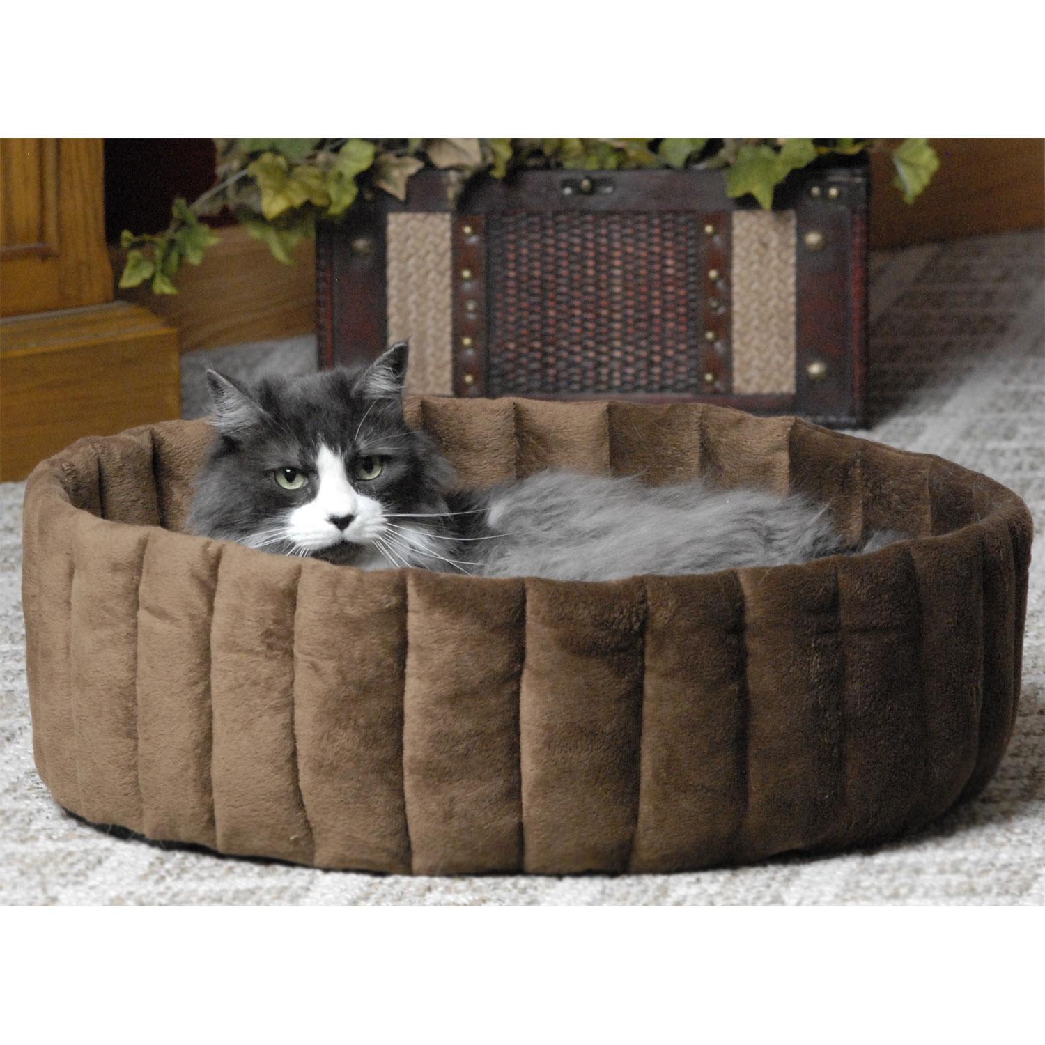 Photos - Cat Bed / House K&H Kitty Cup Tan & Mocha Cat Bed, 20" L x 20" W, Large, Brown / Tan 1 