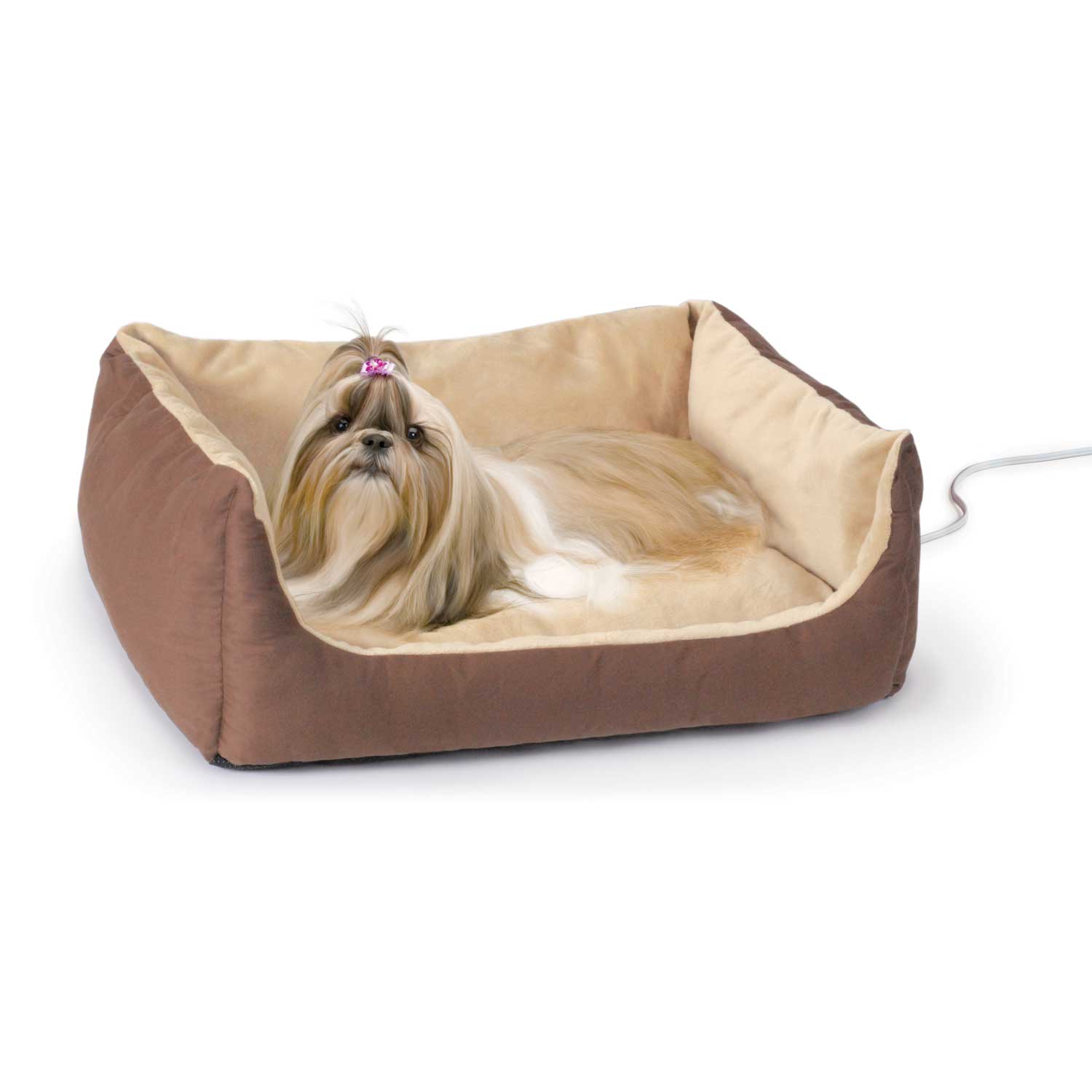 Photos - Bed & Furniture K&H Thermo-Pet Cuddle Cushion Heated Dog Bed in Mocha, 14" L x 23" W, 