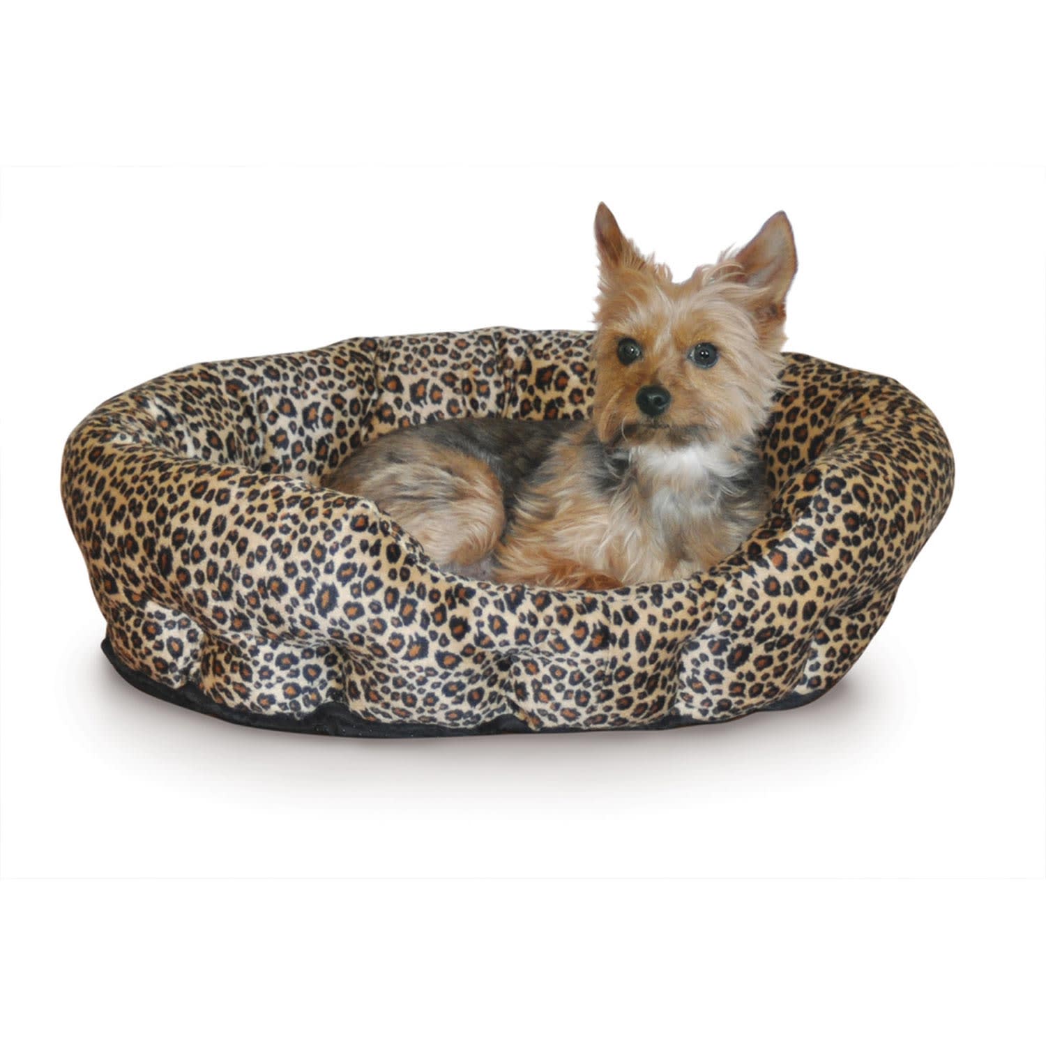Photos - Dog Bed / Basket K&H Self-Warming Nuzzle Nest Dog Bed in Brown Leopard, 19" L x 19" W, 