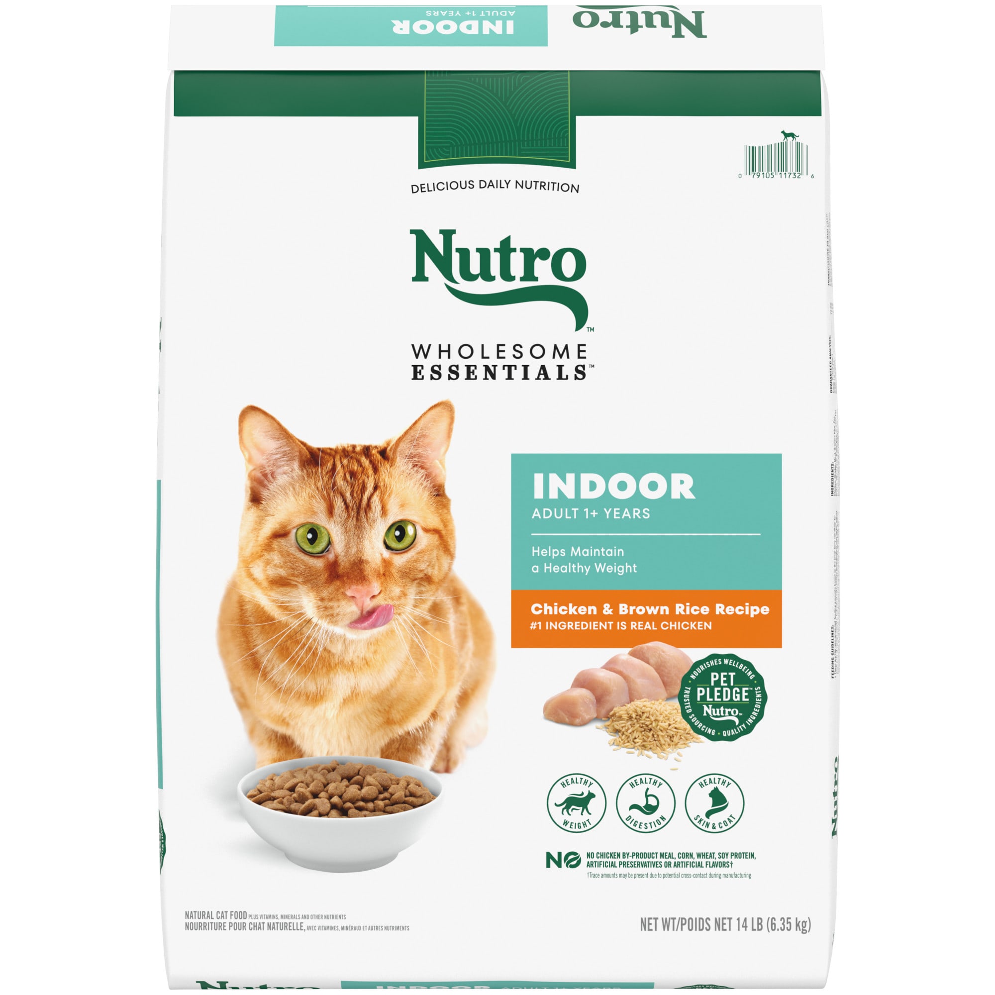 Nutro Wholesome Essentials Adult Indoor Natural Dry Cat Food for Healthy Weight Farm-Raised Chicken & Brown Rice Recipe, 14 lbs -  10243481