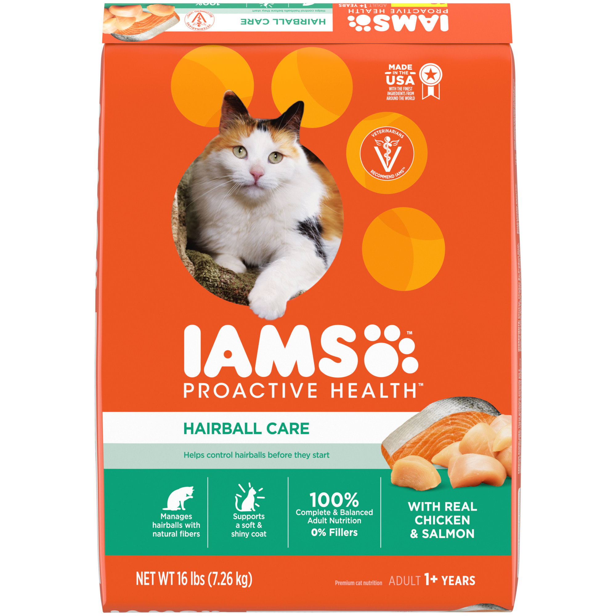 UPC 019014611911 product image for Iams ProActive Health Hairball Care Chicken and Salmon Adult Dry Cat Food, 16 lb | upcitemdb.com