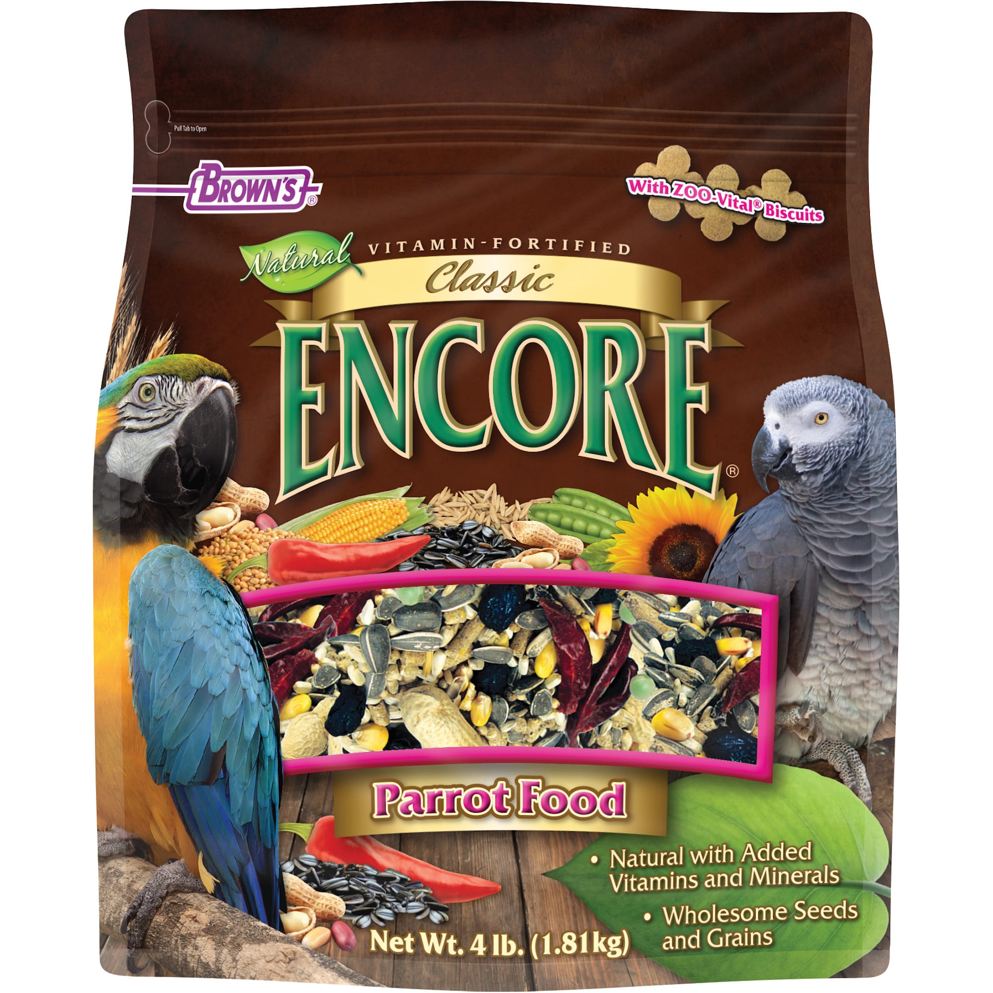 Photos - Bird Food Browns Brown's Brown's Encore Classic Parrot Food, 4 lbs., 4 lbs 54020-7 