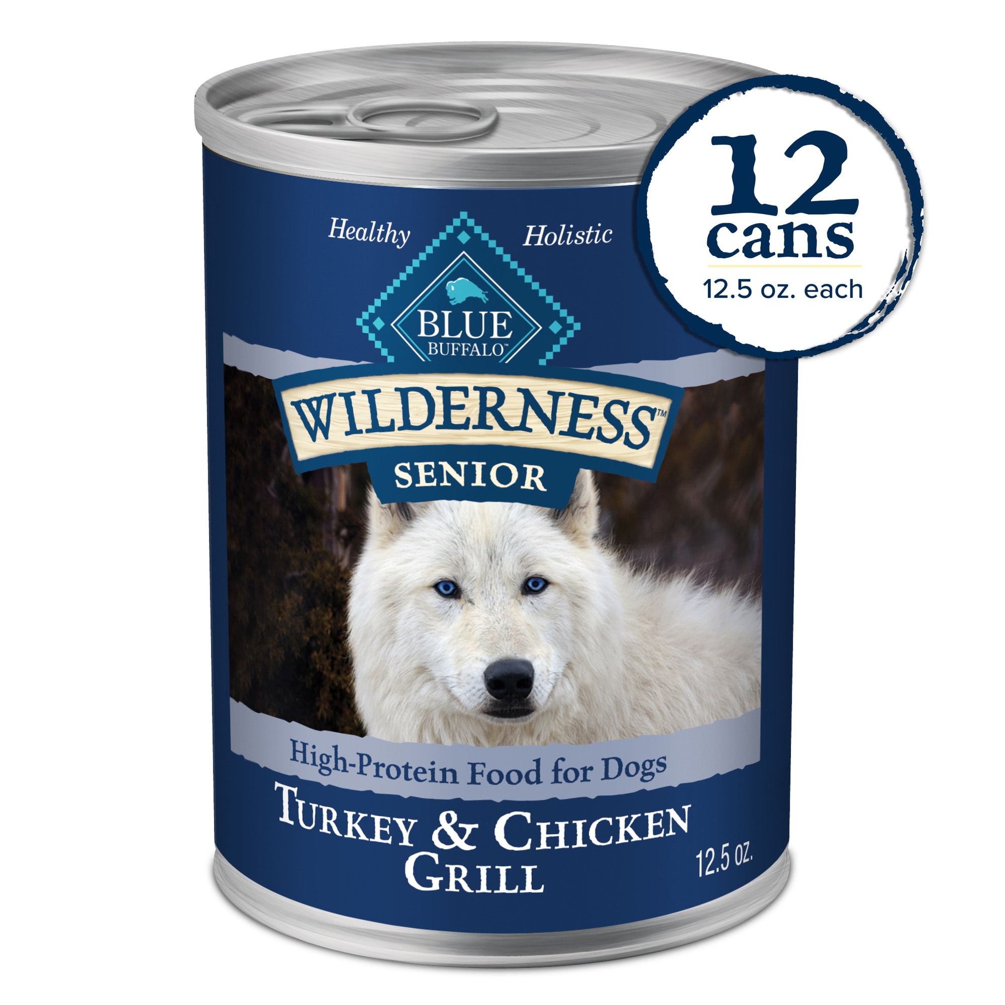 UPC 840243107216 product image for Blue Buffalo Blue Wilderness Senior Turkey & Chicken Grill Wet Dog Food, 12.5 oz | upcitemdb.com