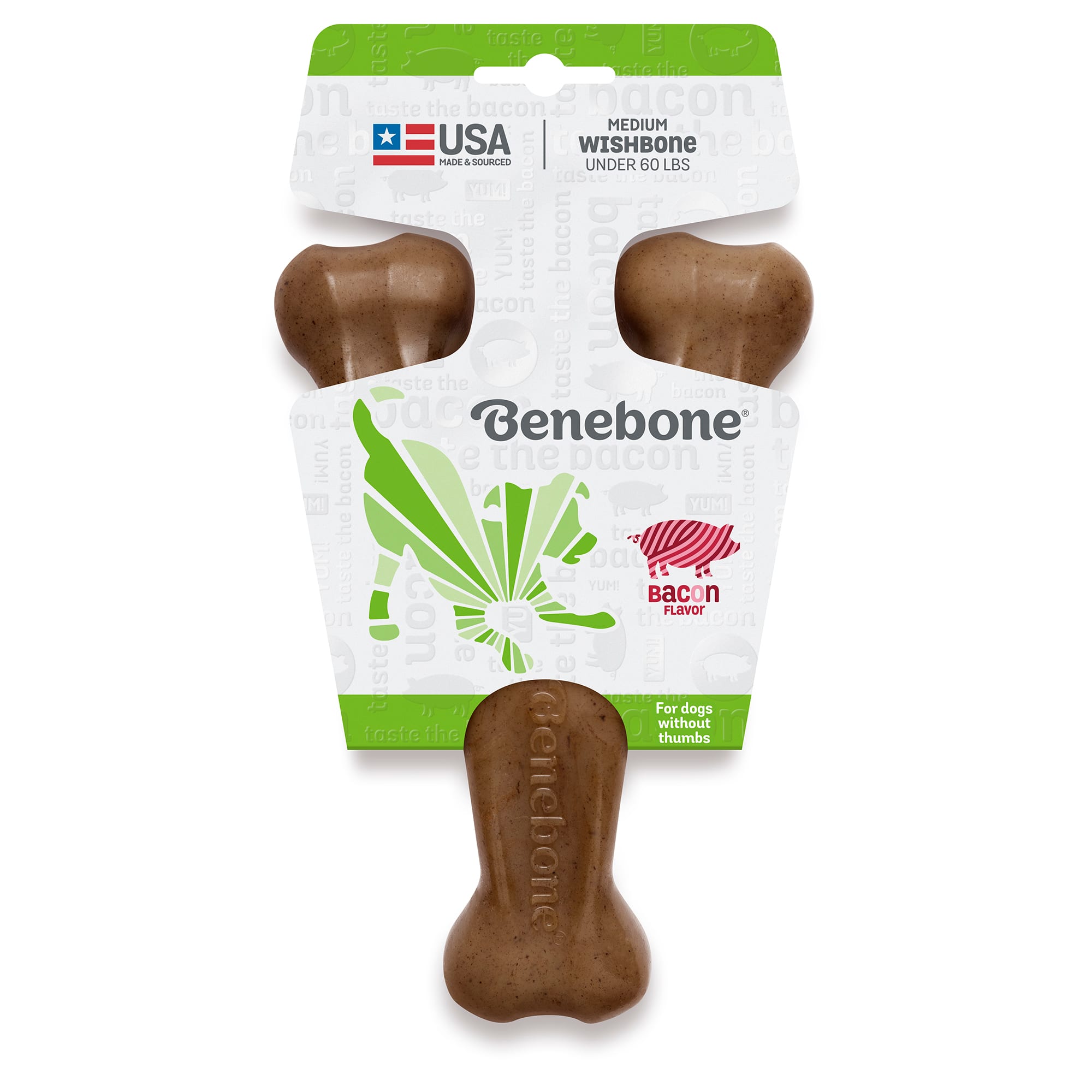 Photos - Dog Toy Benebone Bacon Flavored Wishbone Chew Toy, Medium, Brown 808600 