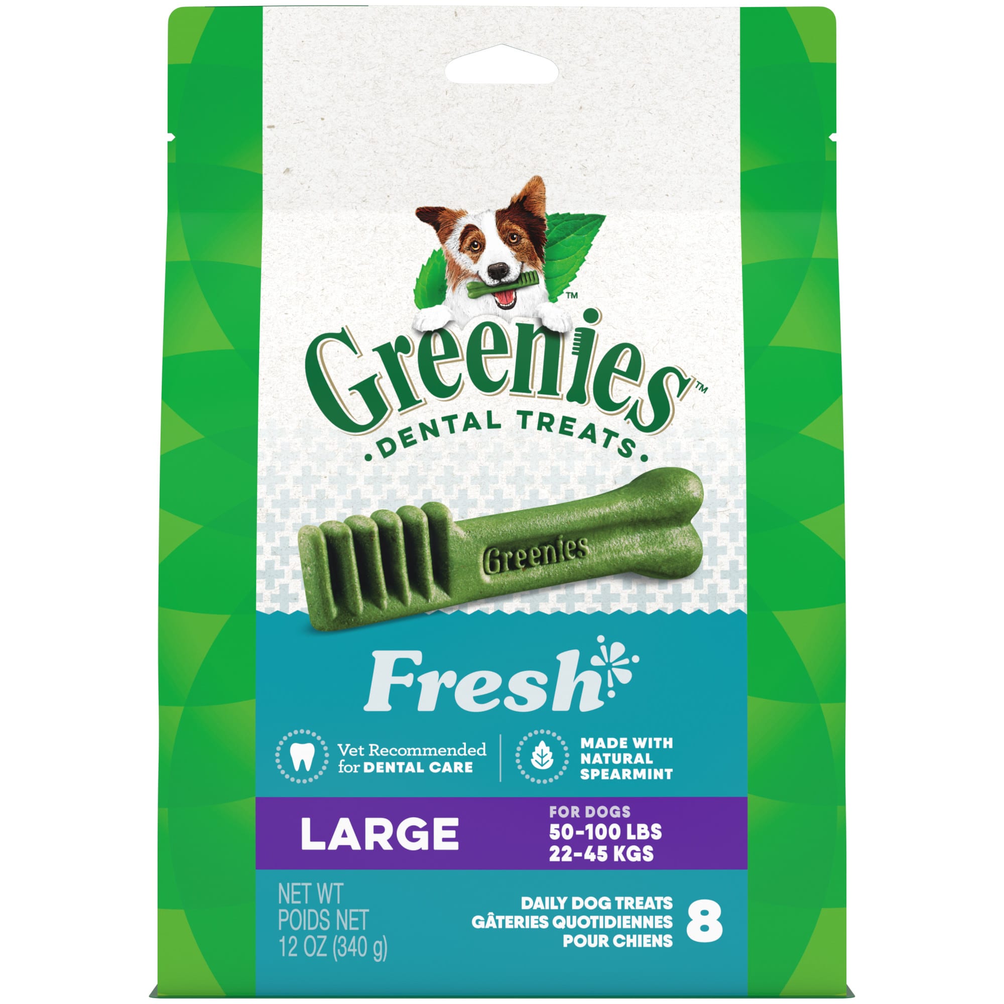 Photos - Dog Food Greenies Fresh Large Dental Dog Treats, 12 oz., Count of 8, 12 oz 