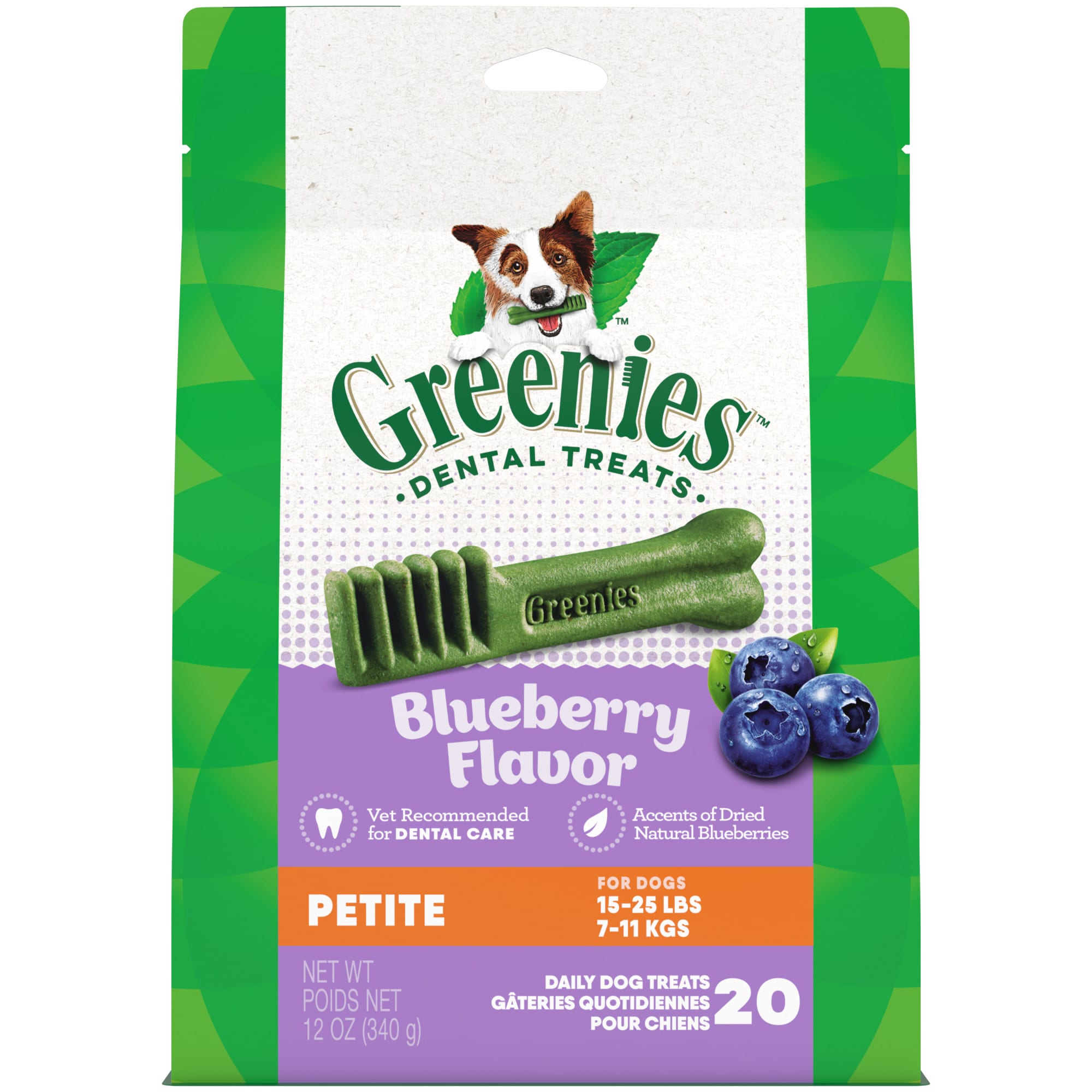 (BBD:08/11/2025) Greenies Petite Blueberry Flavor Dog Dental Chews  12oz (20 Treats) 