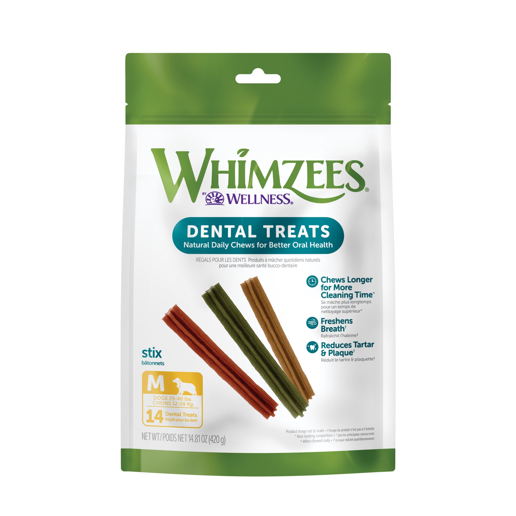 Photos - Dog Food Whimzees by Wellness Stix Natural Grain Free Medium Dental Chews 