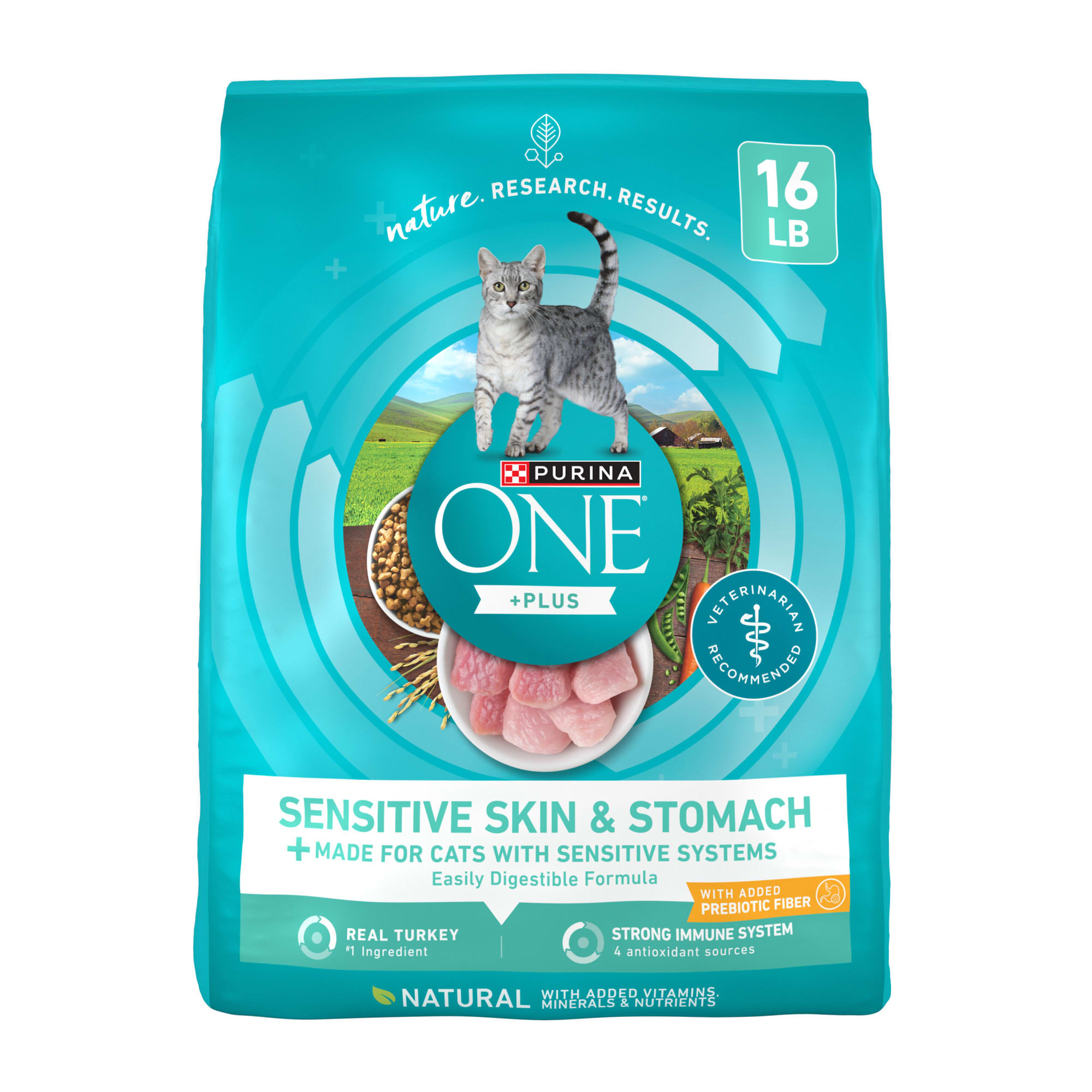 UPC 017800031974 product image for Purina ONE +Plus Sensitive Skin and Stomach Formula Natural Dry Cat Food 16 lbs. | upcitemdb.com