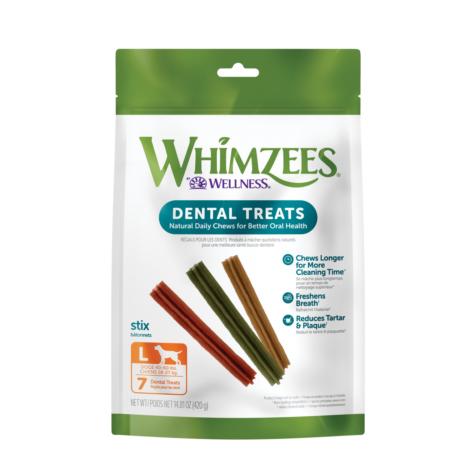Photos - Dog Food Whimzees by Wellness Stix Natural Grain Free Large Dental Chews f 