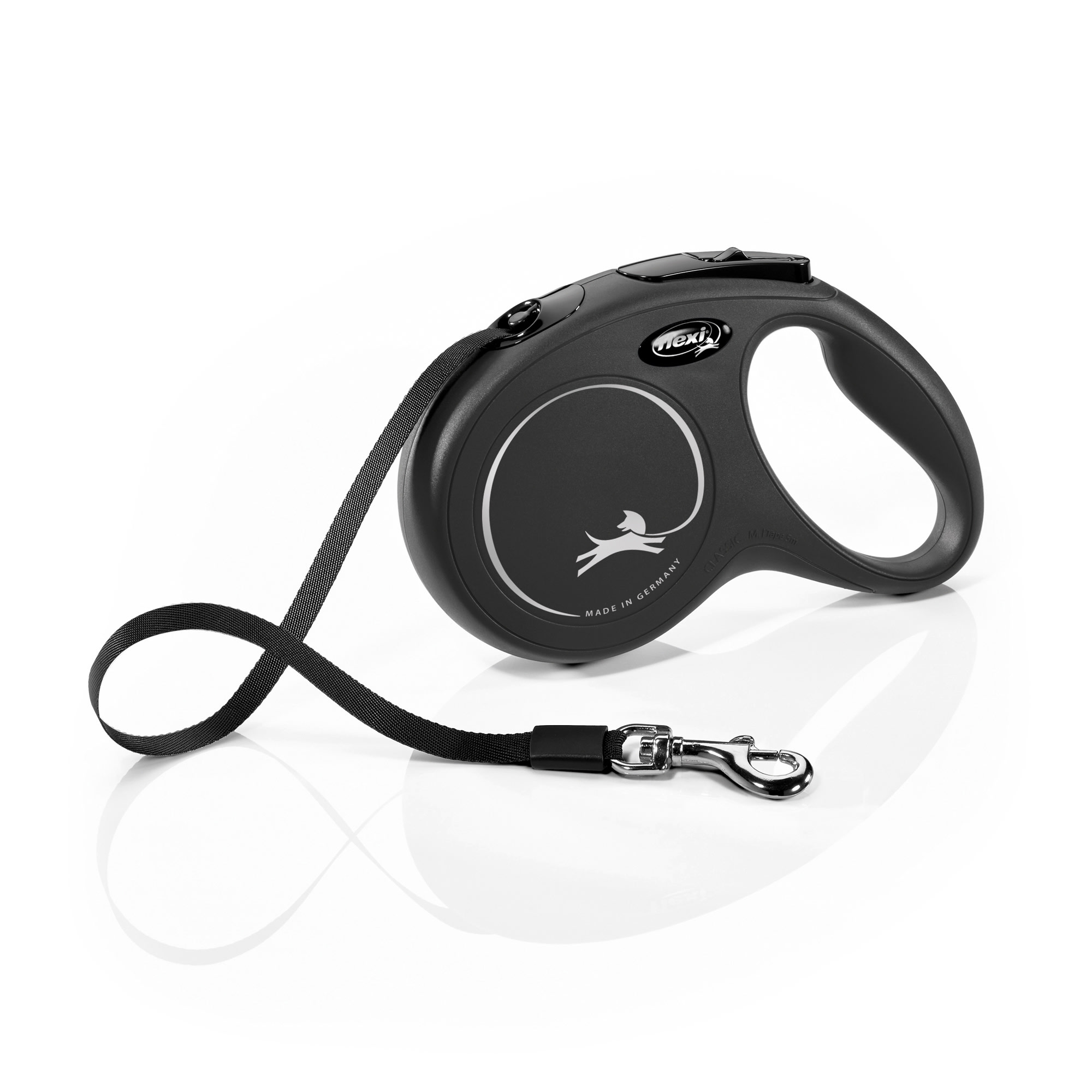 UPC 840317107692 product image for Flexi New Classic Tape Retractable Dog Leash in Black, 16' ft., Medium, Black | upcitemdb.com