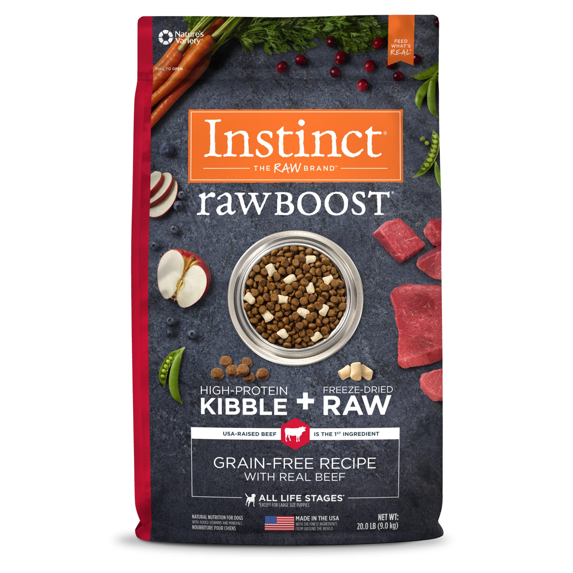 Photos - Dog Food Instinct Raw Boost Grain Free Recipe with Real Beef Natural Dry D 