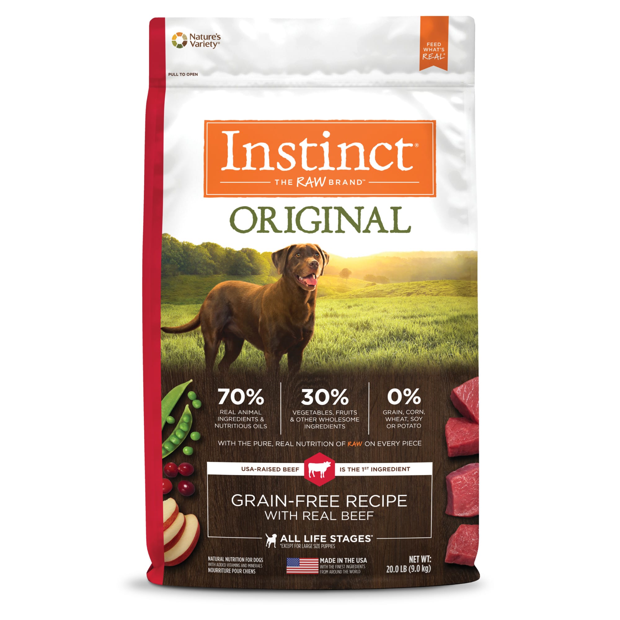 Photos - Dog Food Instinct Original Grain Free Recipe with Real Beef Natural Dry Do 